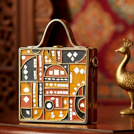 Mini Party Lippan Art Handcrafted Square Sling Bag